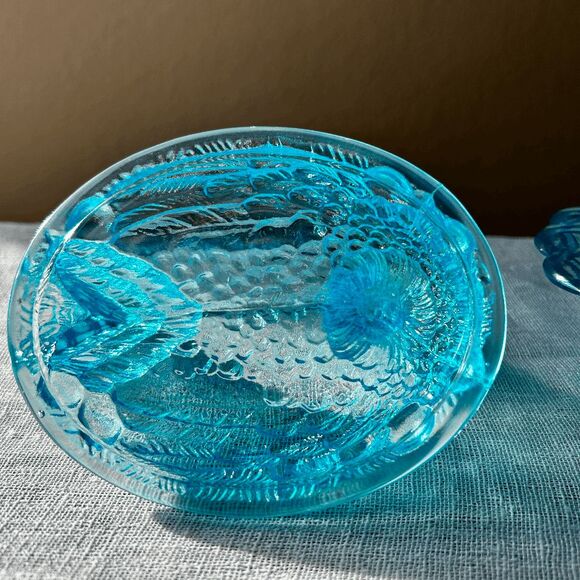 Vintage Mosser Glass Buffet Blue Carnival Hen on Nest Dish – USA Made - Picture 5 of 8